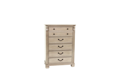 Elegant Antique Silver 5-Drawer Chest for Timeless Bedroom Storage