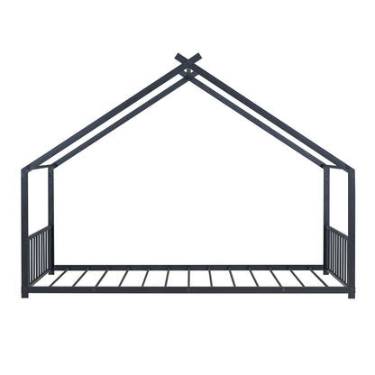 Black Twin Size Metal Playhouse Bed