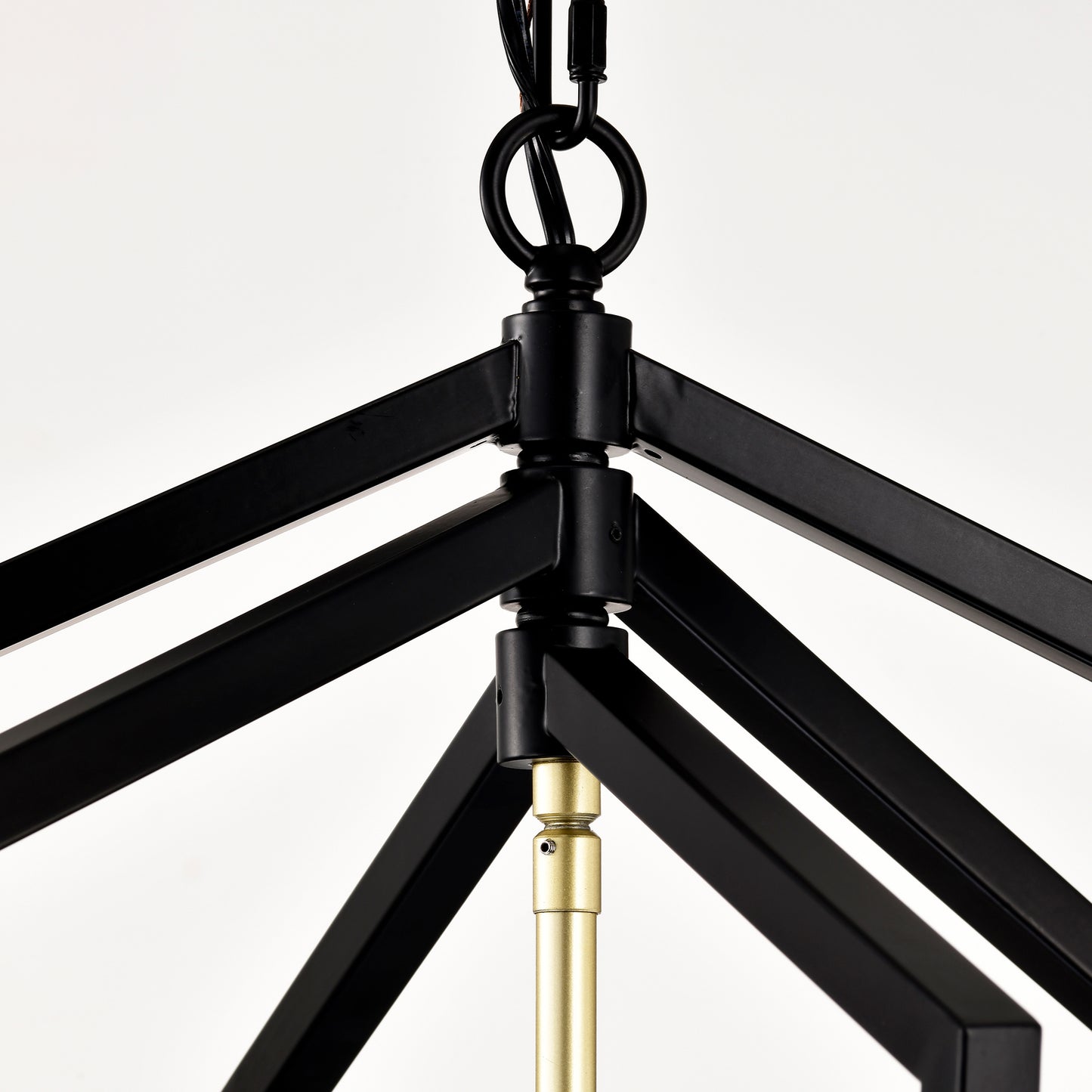8-Light Lantern Farmhouse Pendant Chandelier for Kitchen Island & Dining, Metal E12 Sockets - Matte Black