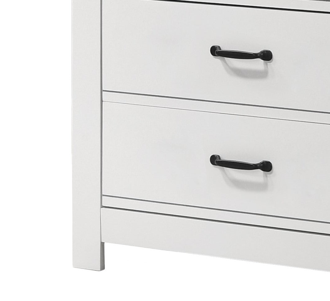 Cassini Elegant 5-Drawer White Chest with Split Top Design