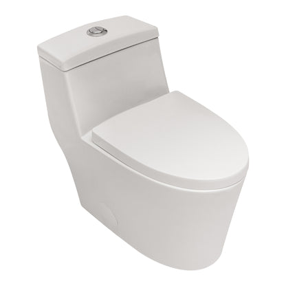 Modern Ceramic Elongated One-Piece Toilet with Soft-Close Seat and Dual Flush Function