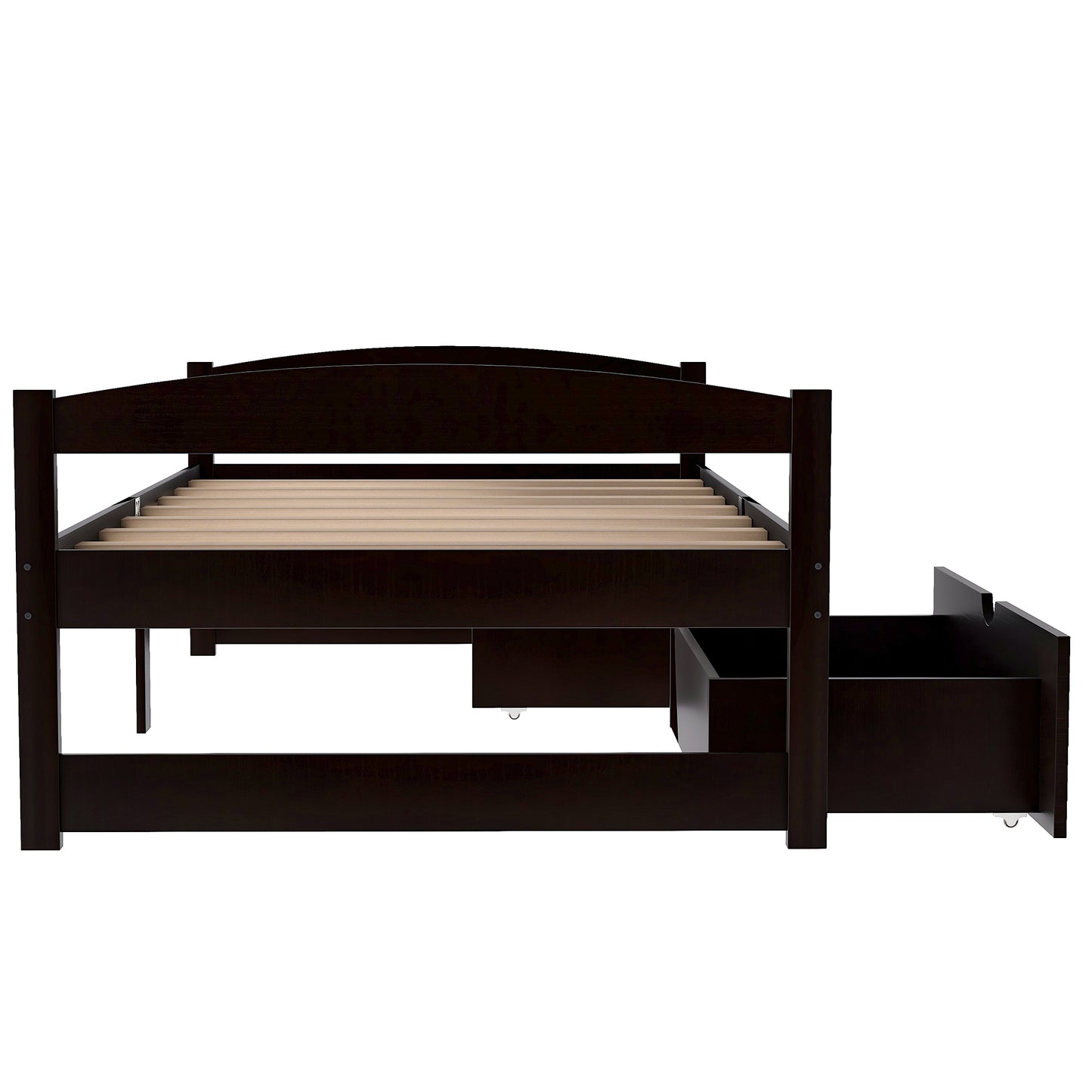 Espresso Twin Platform Bed with Dual Storage Drawers