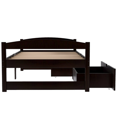Espresso Twin Platform Bed with Dual Storage Drawers