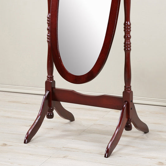 Elegant Cherry-Finished Cheval Mirror with Traditional Design