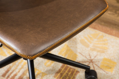 Antique Brown Faux Leather Ergonomic 360-Degree Swivel Office Chair with Adjustable Height