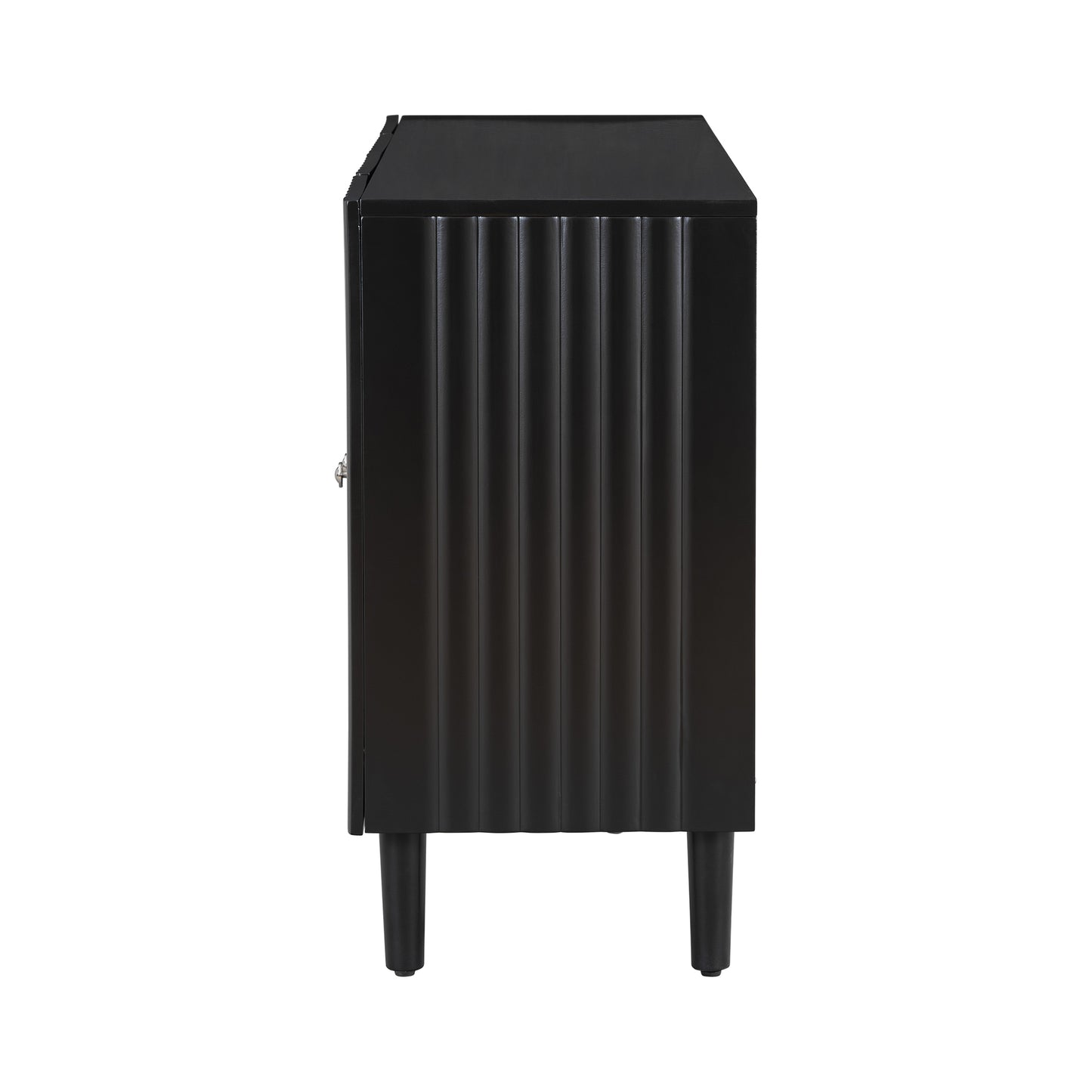 U_STYLE Elegant Four-Door Sideboard with Wavy Pattern Doors, Cylindrical Legs, and Sleek Metal Handles, Adjustable, Suitable for Study, Entryway and Living Room