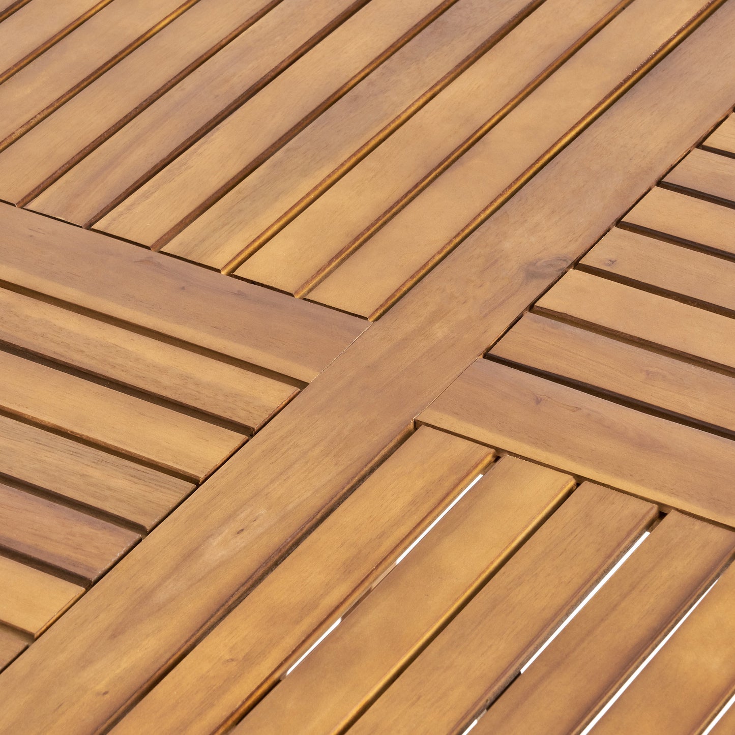 Acacia Wood 70in Outdoor Dining Table For Patio Teak Finish