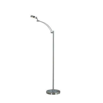 54-Inch Integrated LED Task Floor Lamp with Round Metal Shade 480-Lumen, 2700K, 6W, On/Off Toggle, Silver