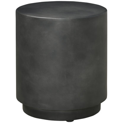 Round Side Table, Cement-Effect Finish, 14.5 in, 17 in, 4 Adjustable Feet, Indoor/Outdoor, Dark Gray