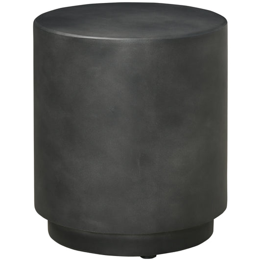 Round Side Table, Cement-Effect Finish, 14.5 in, 17 in, 4 Adjustable Feet, Indoor/Outdoor, Dark Gray