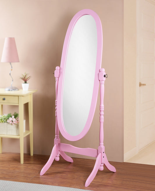 Antique-Inspired Pink Queen Anna Cheval Mirror with Elegant Wood Frame