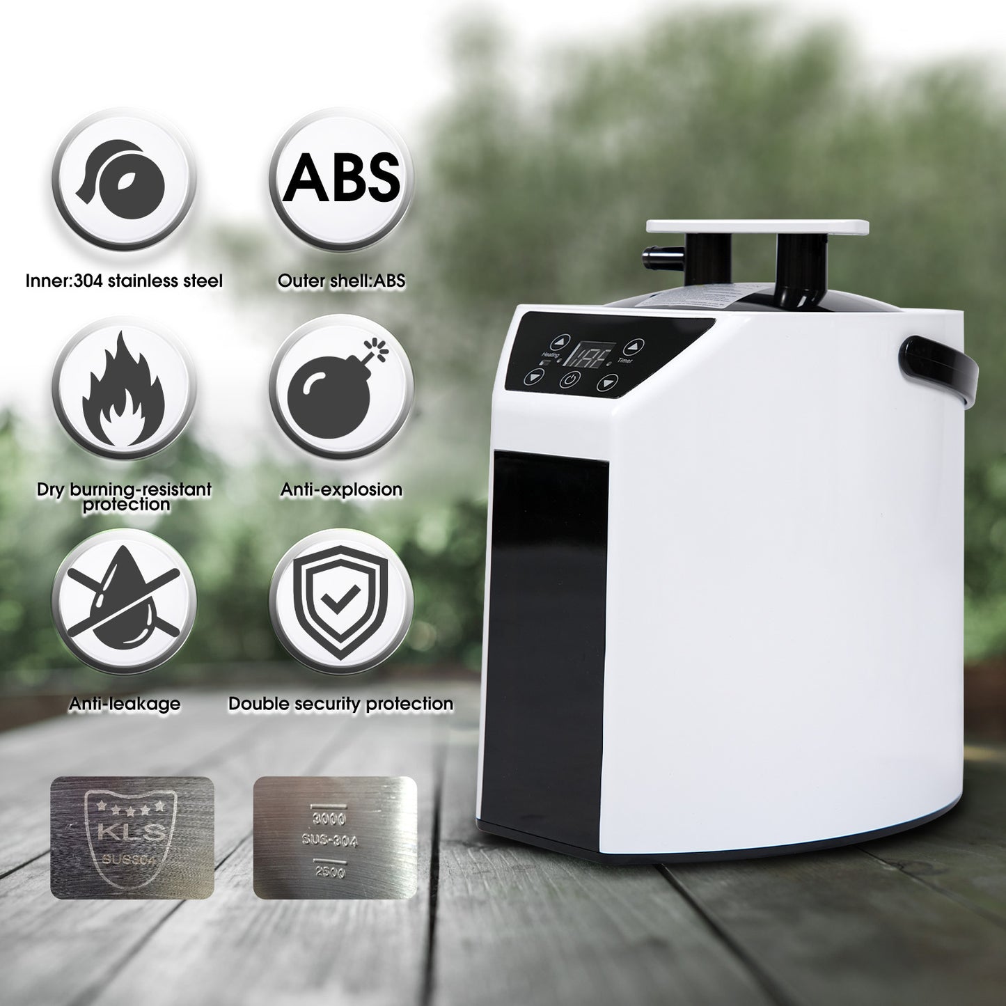 3.0L Tank Sauna Steam Generator, 360° Nozzles, 4 Gear Settings, Remote 90-Min Run Time White+Black