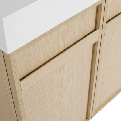 60-Inch Modern Freestanding Bathroom Vanity with Double Resin Sink & Soft-Close Doors