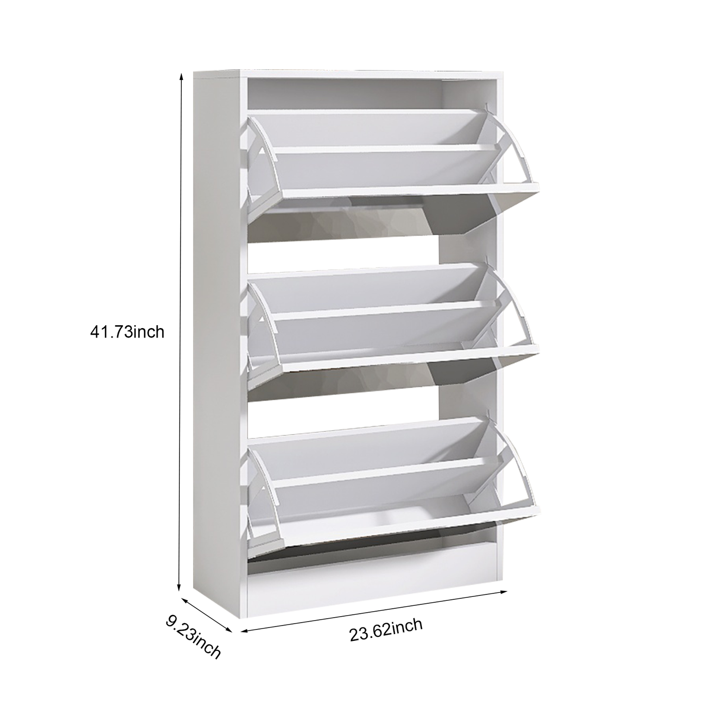 Slim Mirror Shoe Storage Cabinet – 3-Tier Wooden Organizer for Entryway and Bedroom, White Finish
