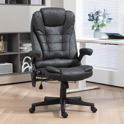 Ergonomic Black Office Chair with 6-Point Vibration Massage and Lumbar Heating