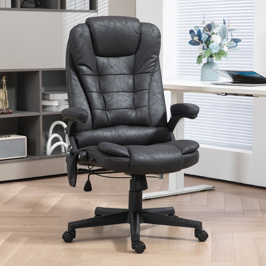 Ergonomic Black Office Chair with 6-Point Vibration Massage and Lumbar Heating