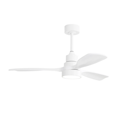 48-Inch Solid Wood Ceiling Fan with Dimmable LED Light, Remote, 6-Speed Reversible DC Motor White