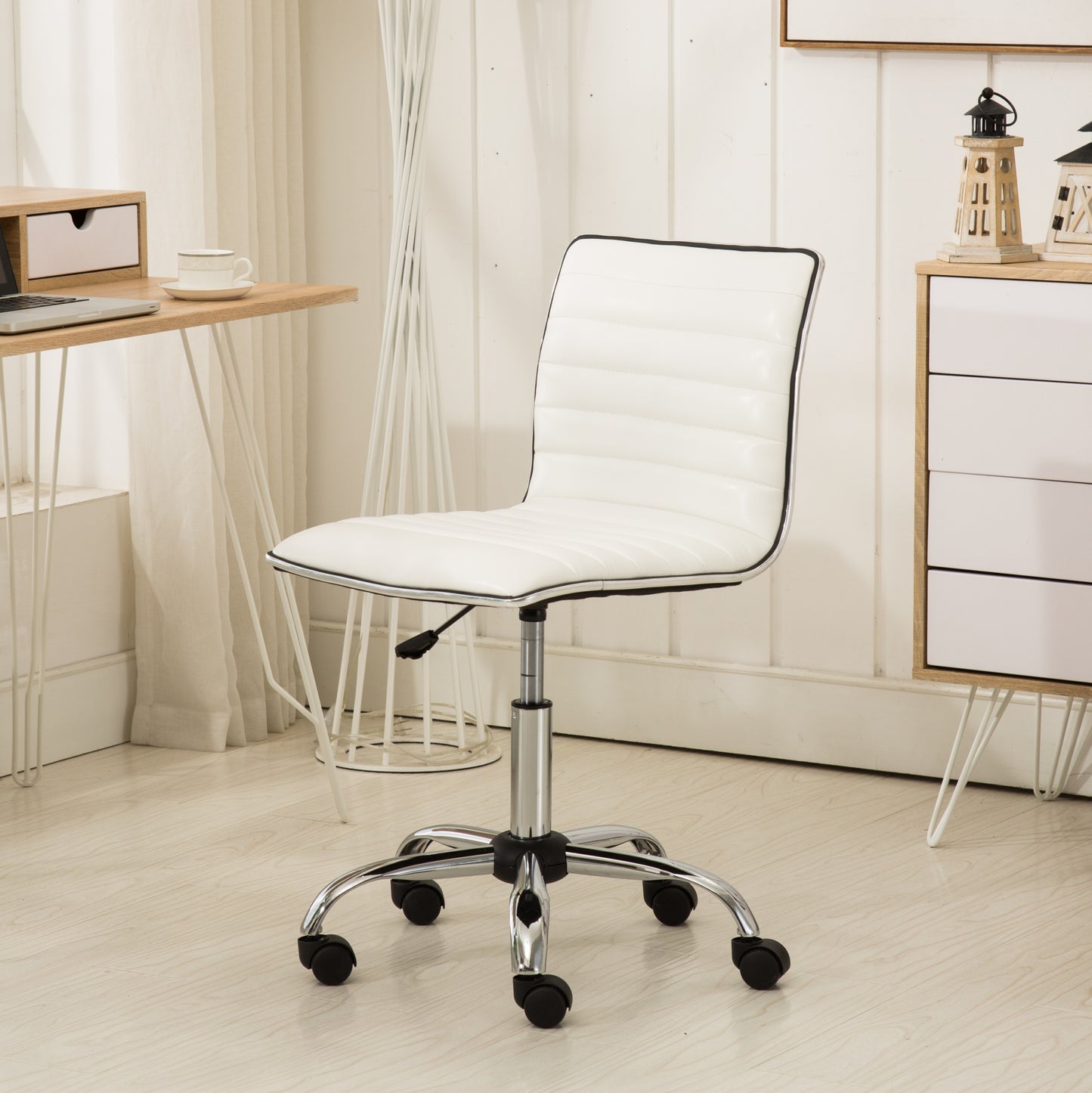 Fremo Chromel White Adjustable Faux Leather Air Lift Office Chair