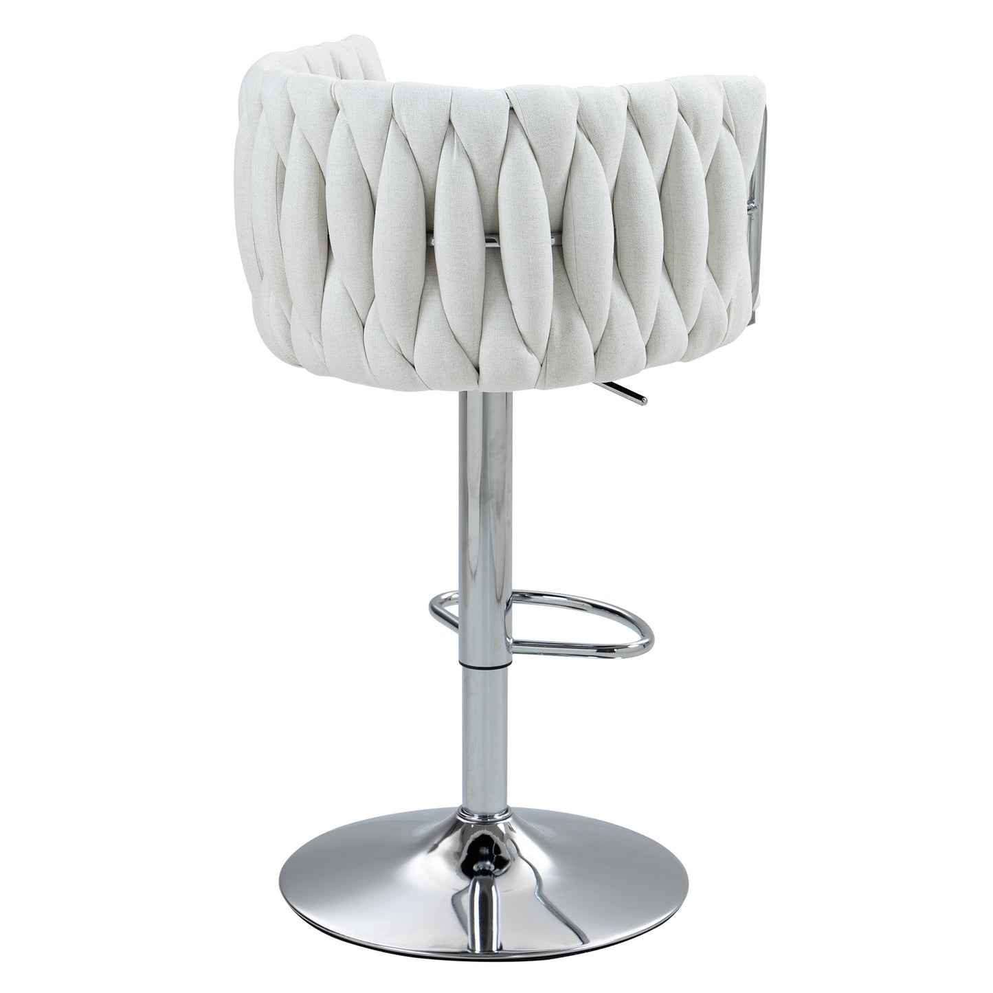 Counter-Height Bar Stools Set of 2, 360° Swivel, Fabric Cushions, Woven-Back, Foam-Padded, Beige