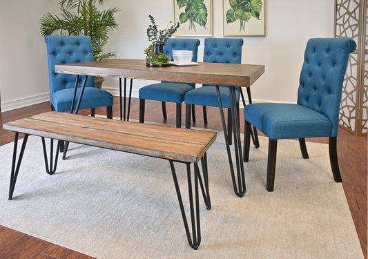 Hairpin Table 6 Piece Set Chairs And Bench 4 Color Options
