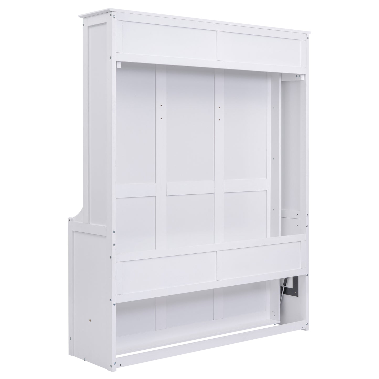 Versatile Queen Murphy Bed with Integrated Shelf in White