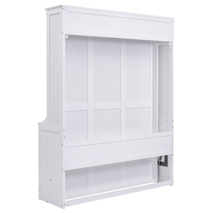 Versatile Queen Murphy Bed with Integrated Shelf in White