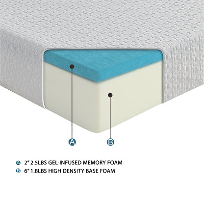 8-Inch Firm Gel-Infused Memory Foam Full Size Mattress in a Box - White