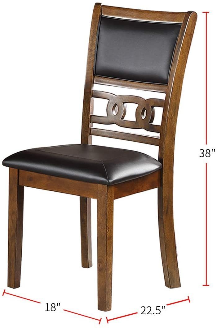 Set of 2 Cushioned Dining Room Side Chairs with Knot-Back, 18x22.5x38, Rubberwood MDF, Walnut Finish