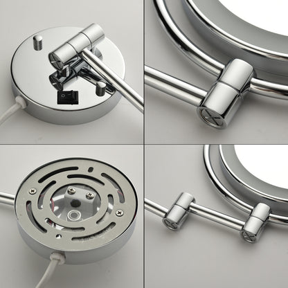 Dual-Sided 8-Inch LED Magnifying Vanity Mirror with 12-Inch Chrome Extension and 360-Degree Rotation