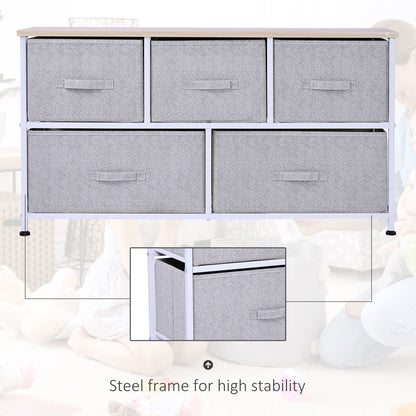 5-Drawer Fabric Storage Tower - 40" Horizontal Dresser Unit for Bedroom & Living Room Organization