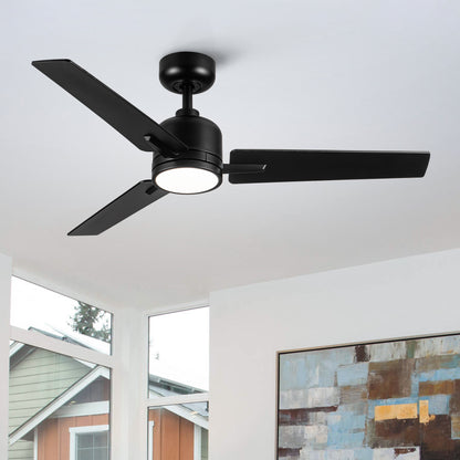 48-Inch Ceiling Fan with Light, Remote, 6-Speed DC Motor, Reversible for Living Room Comfort Matte Black
