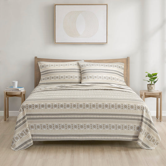 Printed Cotton Flannel Queen Sheet Set with Flat 90x102, Fitted 60x80+14, 2 Pillowcases, Multi