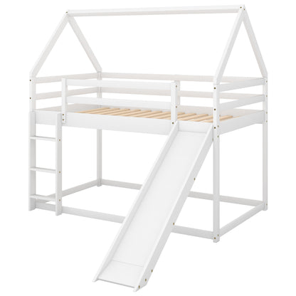 Kids' Enchanted Twin Bunk Bed with Slide & Ladder in White