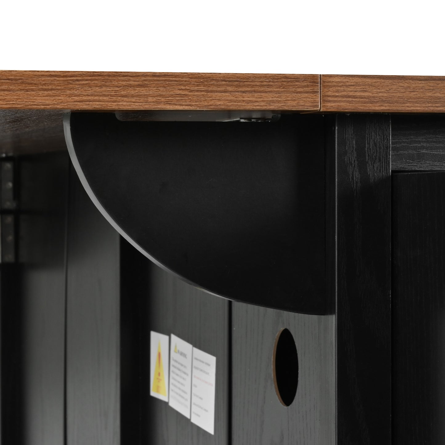 Rolling Farmhouse Kitchen Island with Power Outlet, Drop Leaf Design, Ample Storage, and Spice Rack - Black