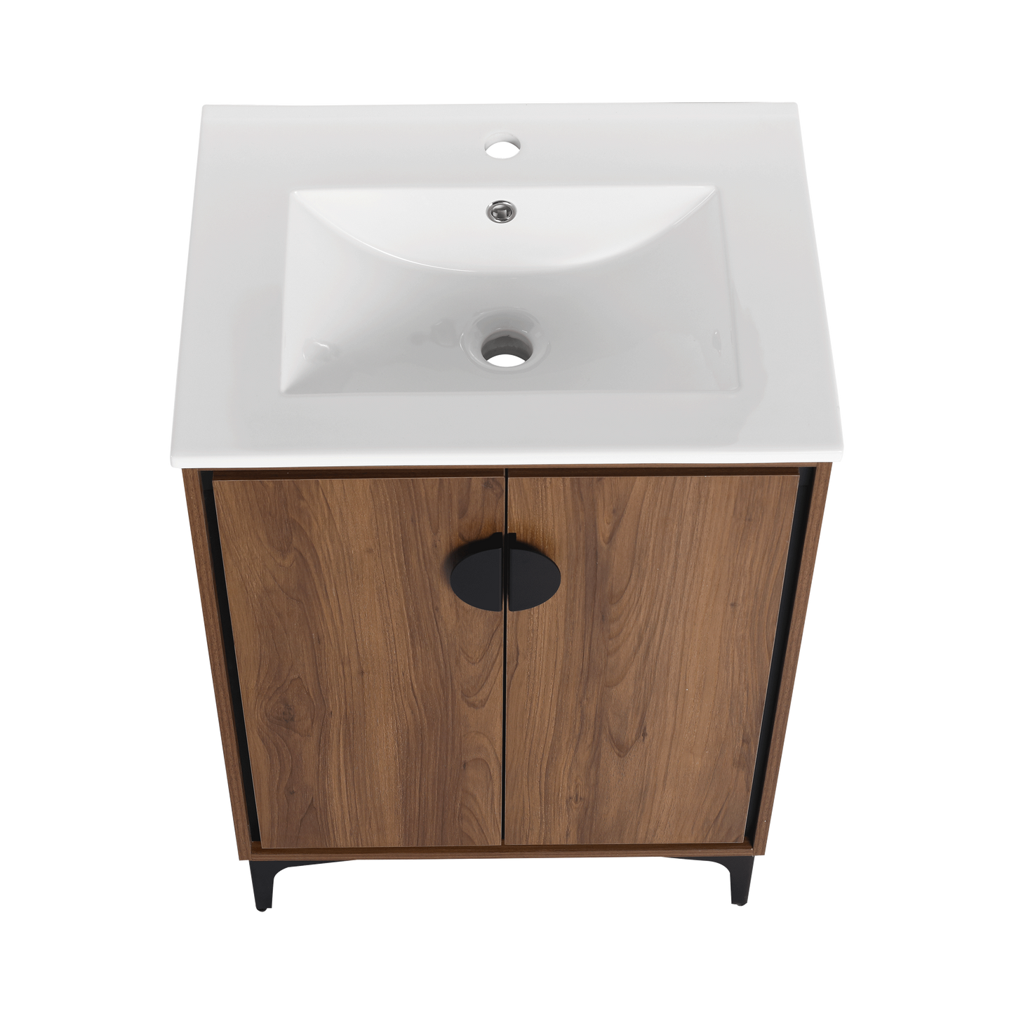 Modern 24-Inch Bathroom Vanity with Ceramic Sink, Stylish Storage Cabinet with Soft Closing Doors