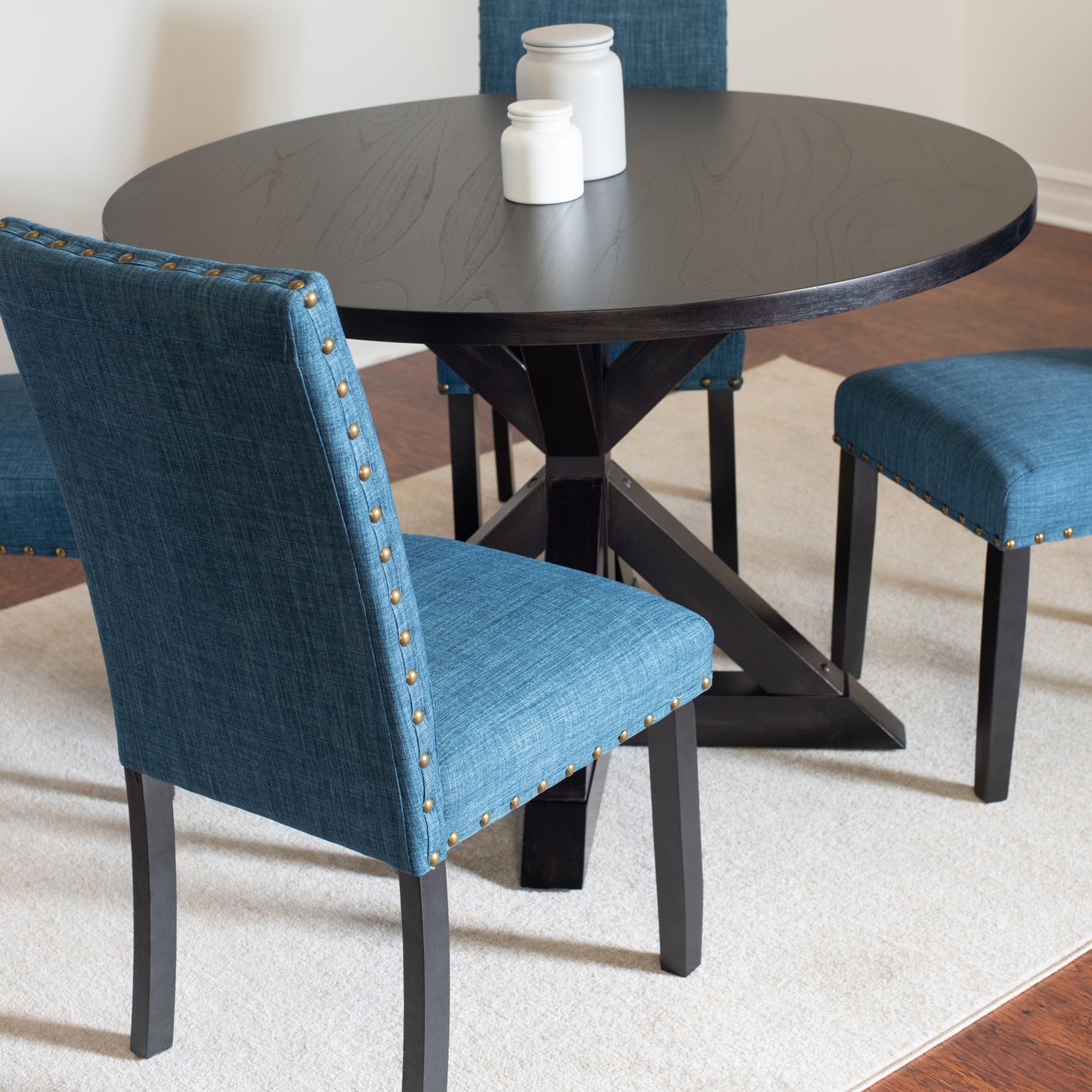 Five Piece Dining Set Cross Buck Table And Chairs Black