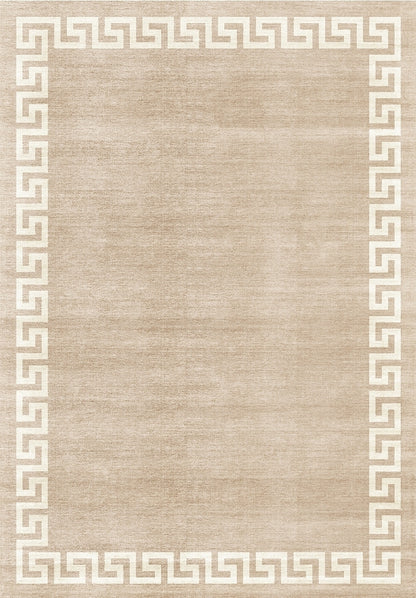 5x7 ft Washable Non-Slip Area Rug, Low-Pile Polyester, TPR Backing, Durable Rug for Entryway, Beige
