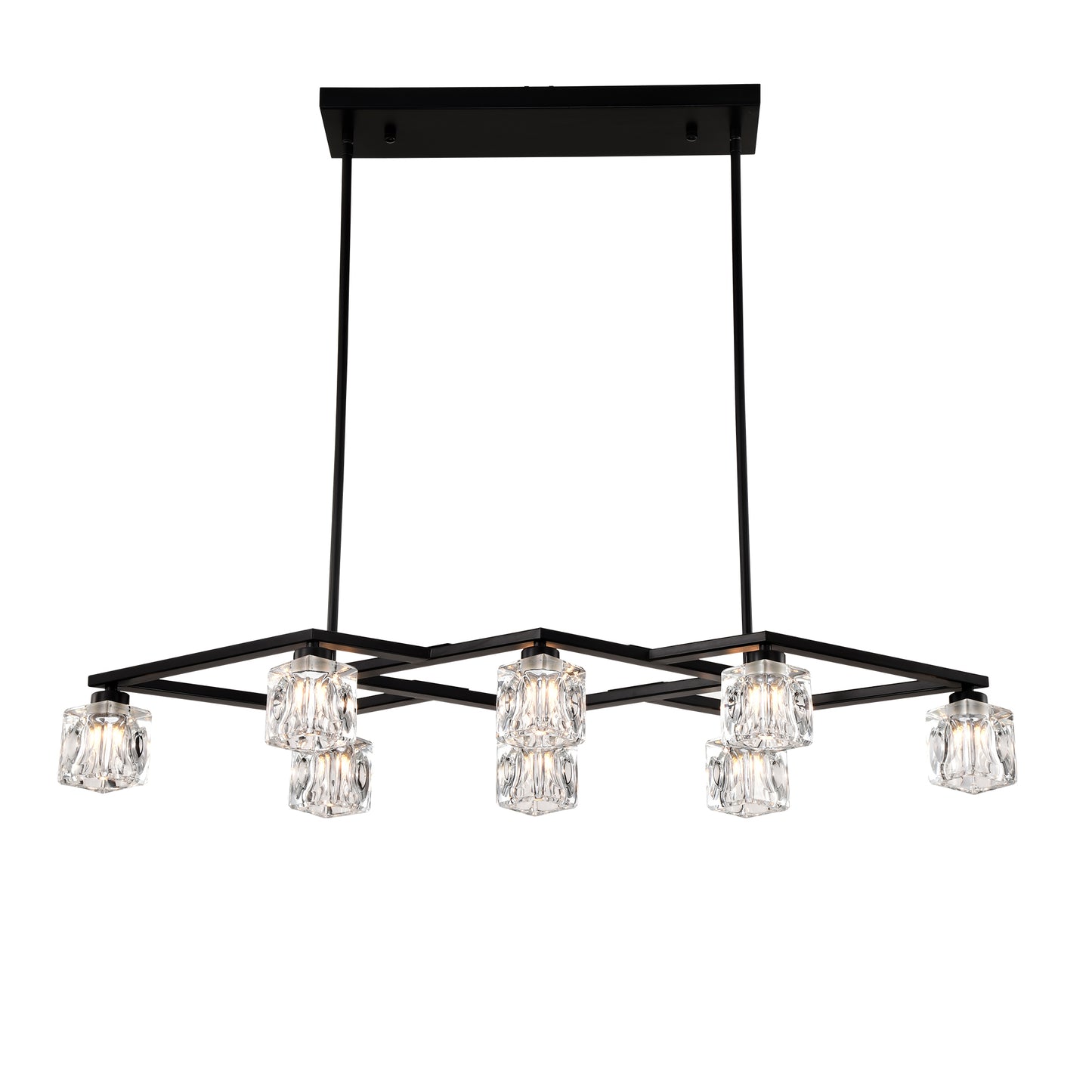 8-Light Metal Chandelier for Dining Room & Kitchen Island, Ceiling Pendant G9 Bulbs Included Matte Black