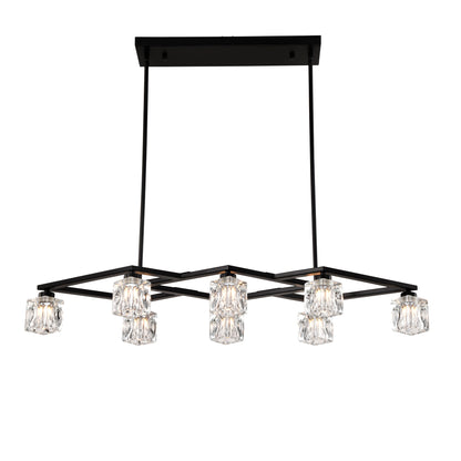 8-Light Metal Chandelier for Dining Room & Kitchen Island, Ceiling Pendant G9 Bulbs Included Matte Black