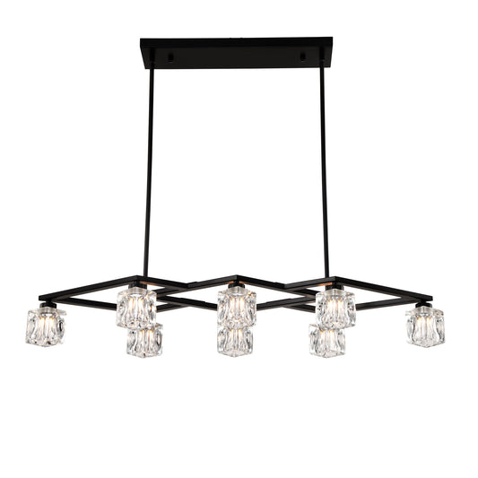 8-Light Metal Chandelier for Dining Room & Kitchen Island, Ceiling Pendant G9 Bulbs Included Matte Black