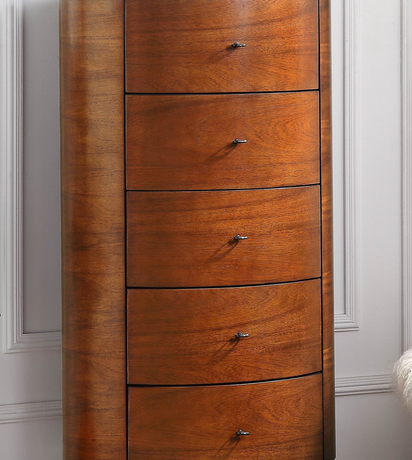 Elegant Walnut Chest of Drawers with Marble Top and Smooth Ball Bearing Glides
