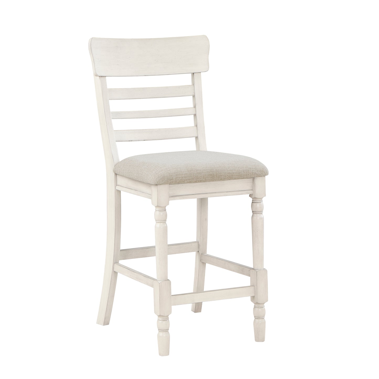 Antique White Finish Set of 2 Counter Height Chair Farmhouse Style Fabric Upholstered Seat Wooden Furniture Dining Chairs