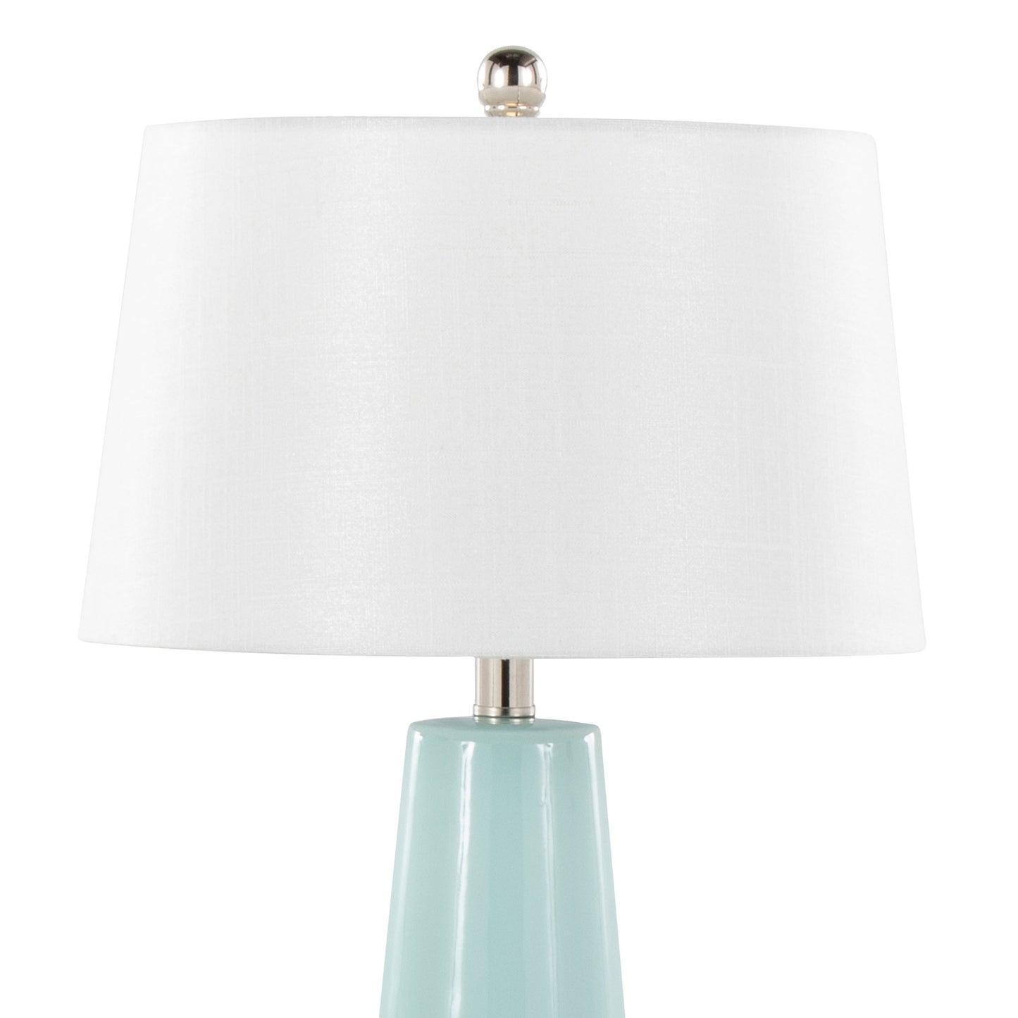 22-Inch Contemporary Ceramic Table Lamp with White Fabric Shade, LED Bulb Included, Indoor Use, 60W, Blue