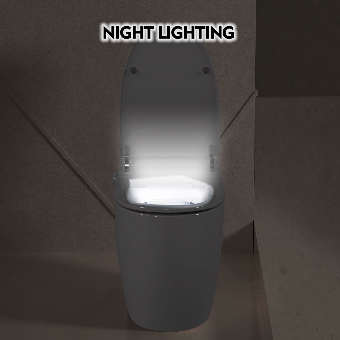 Smart Heated Comfort Toilet with Foot Sensor Flush, Night Light, and Power Outage Support - White Ceramic One-Piece Design