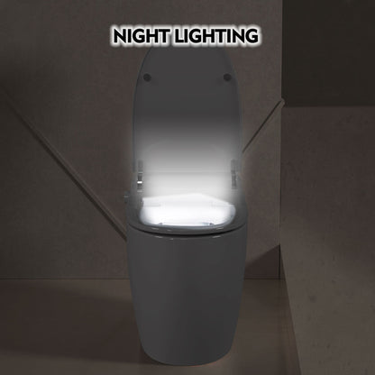 Smart Heated Comfort Toilet with Foot Sensor Flush, Night Light, and Power Outage Support - White Ceramic One-Piece Design