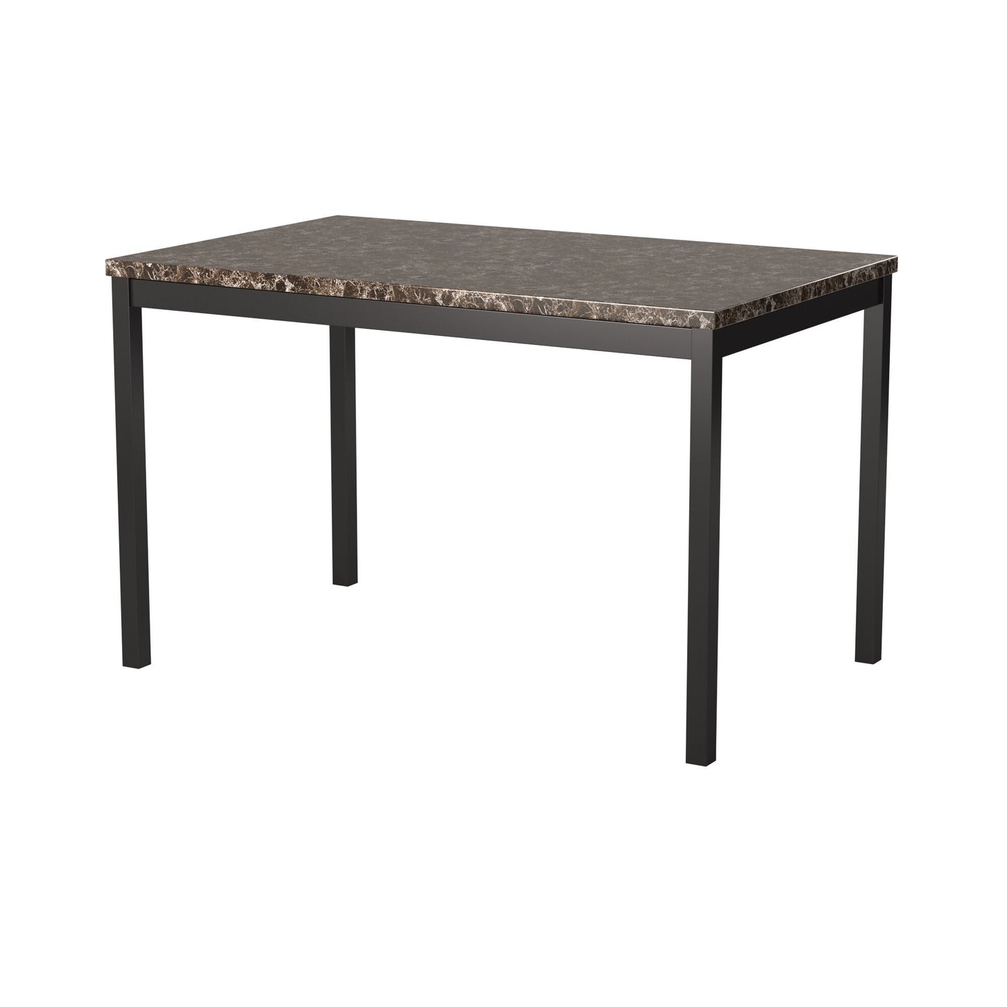 Dining Table 48 By 30 Faux Marble Top Black Metal Finish