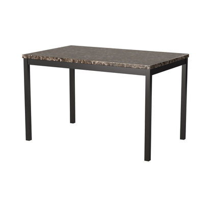 Dining Table 48 By 30 Faux Marble Top Black Metal Finish
