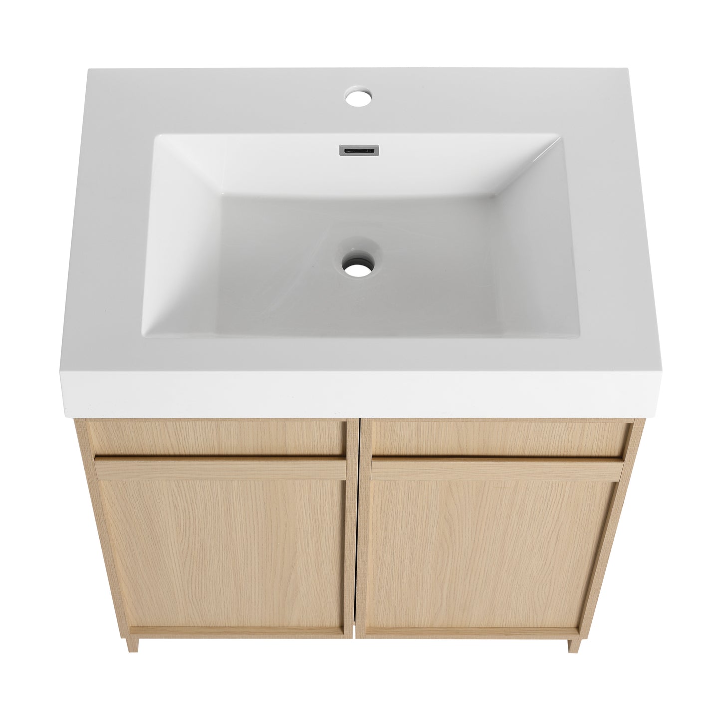 30-Inch Modern Freestanding Bathroom Vanity with Soft-Close Doors and Integrated Resin Sink