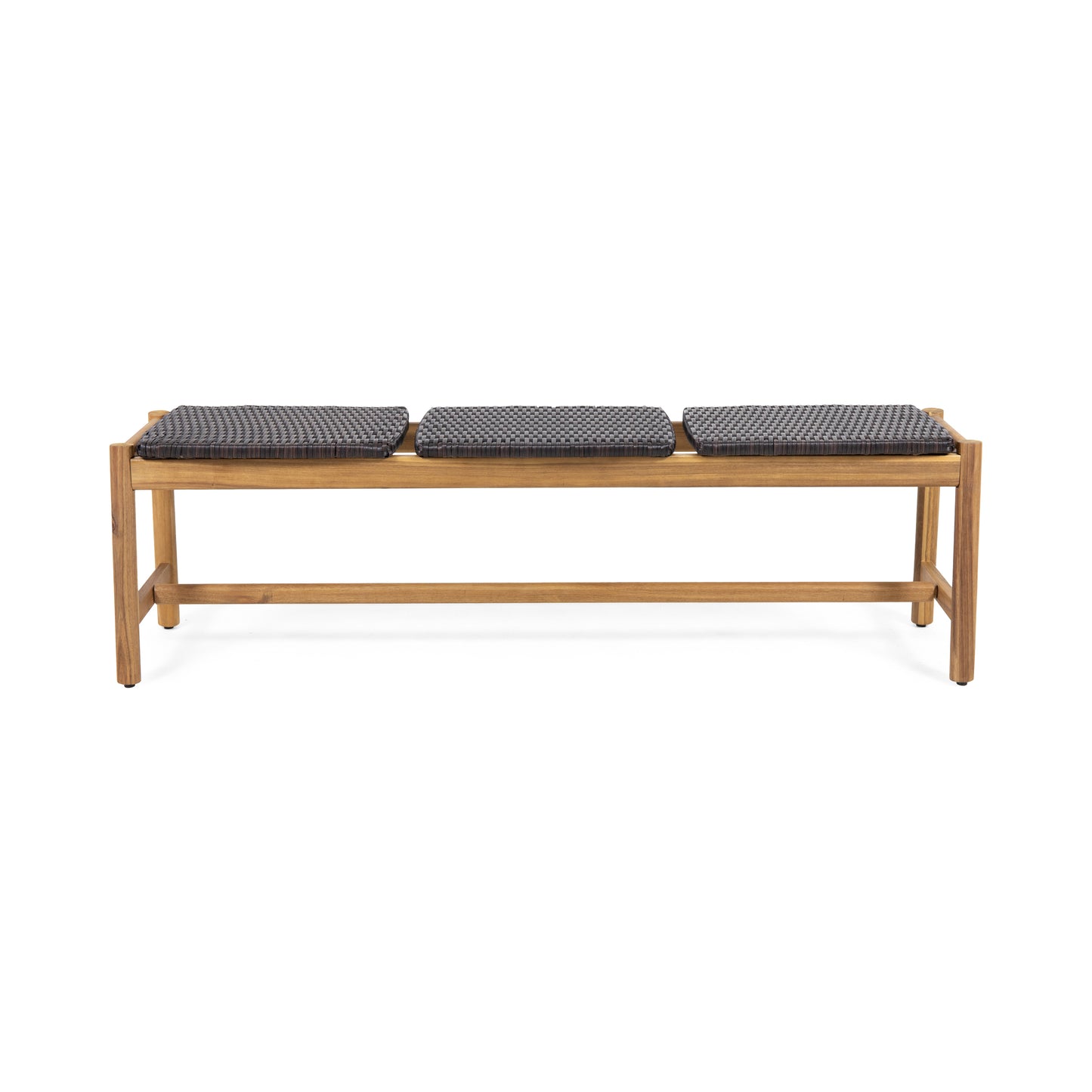 Rustic 3-Seater Acacia Wood Dining Bench, 61.5 In L, 16.25 In W, 17.75 In H, Indoor Use, Teak Finish