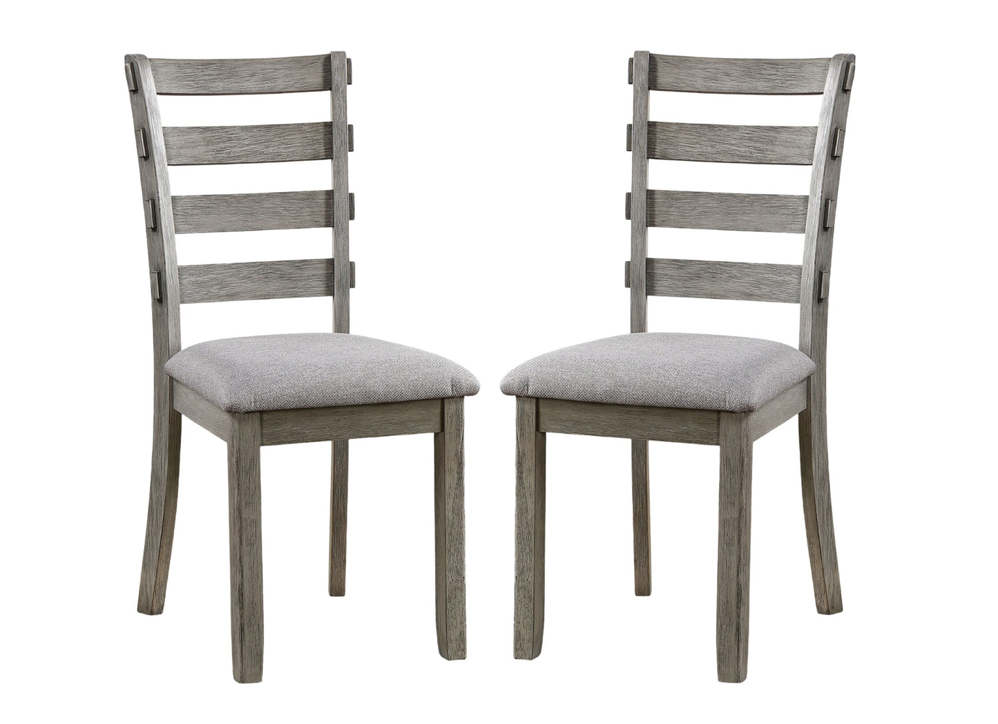 Dining Set With Six Fabric Chairs 7 Piece Gray Finish